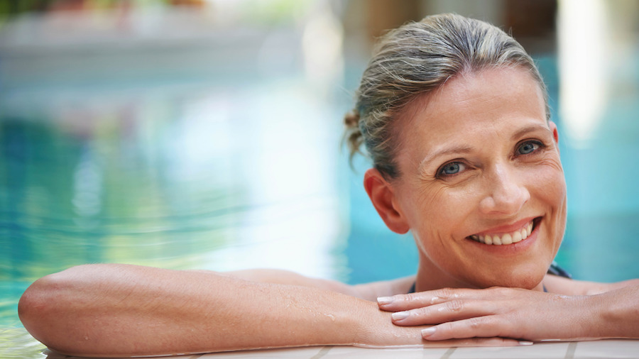 Mature woman in an indoor swimming pool